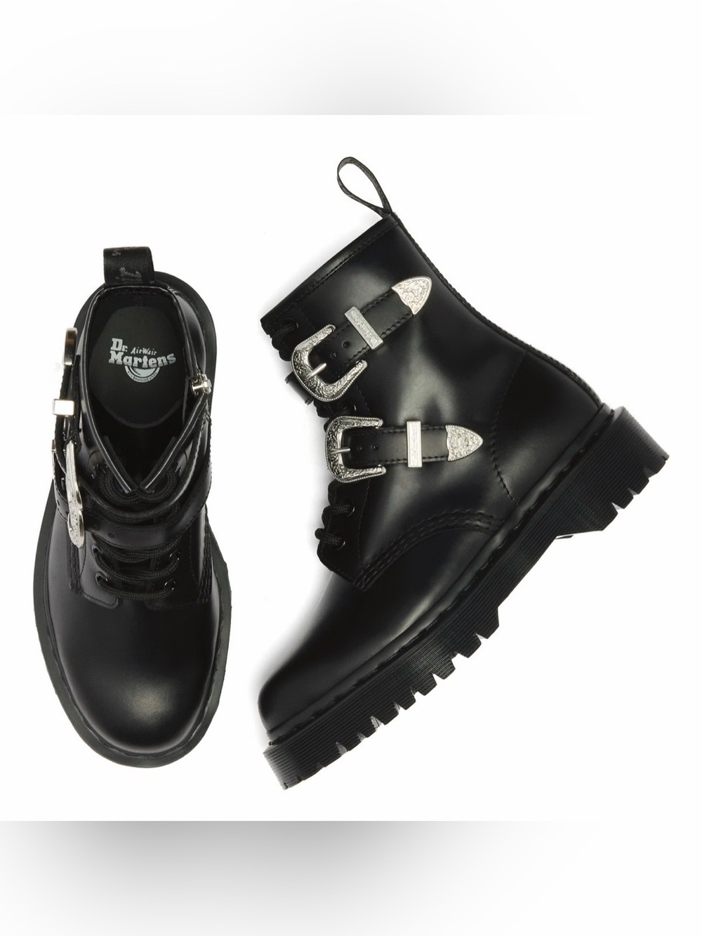 Dr. Martens 1460 Bex Buckle Boots Black Leather Size Women’s 10 NIB NWT